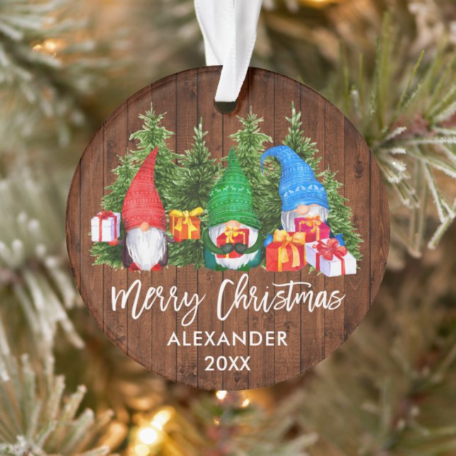 Brosse Script Noël Bois Aquarelle Gnomes (Arbre)