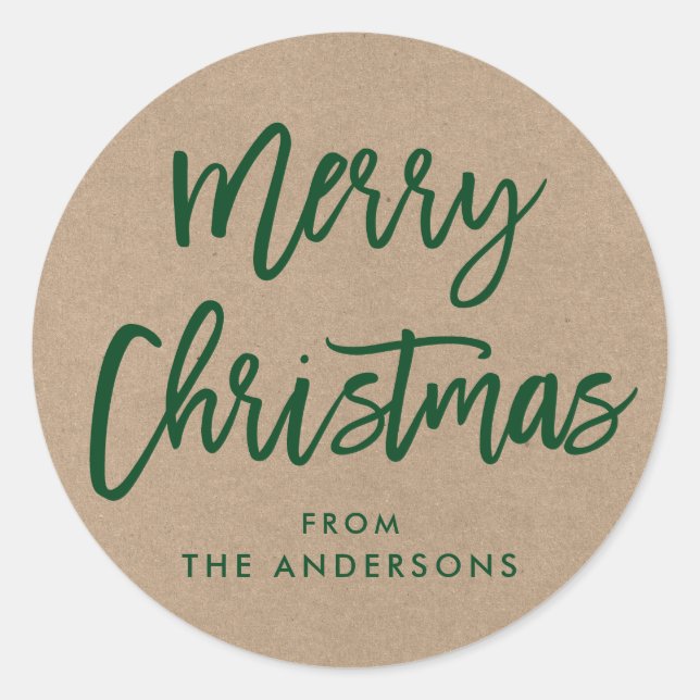 Brosse Script Sticker cadeau Kraft Green (Devant)