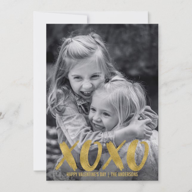 Brossé XOXO Gold Foil Valentin Carte photo (Devant)