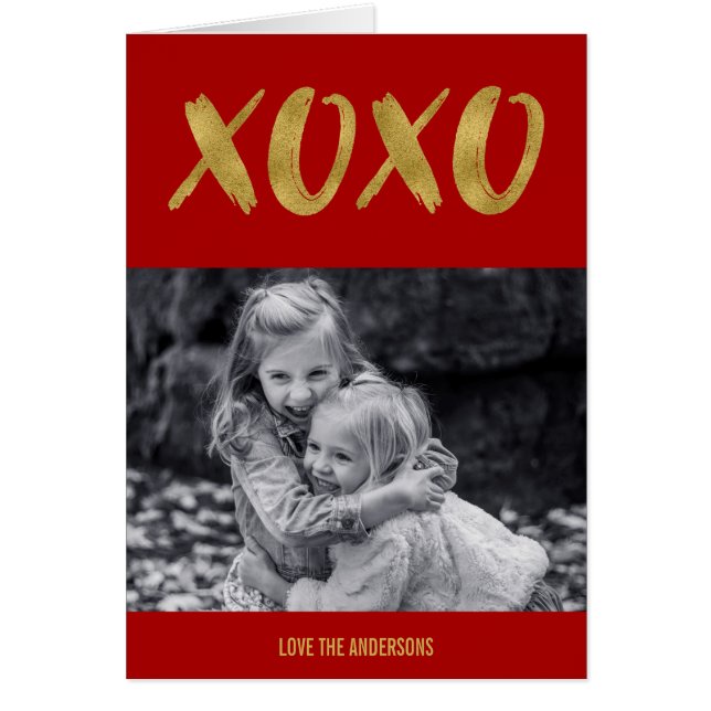 Brossé XOXO Gold Foil Valentin Carte photo (Devant)