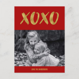 Brossé XOXO Gold Foil Valentine carte postale phot