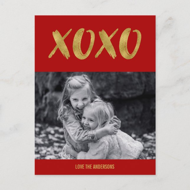 Brossé XOXO Gold Foil Valentine carte postale phot (Devant)