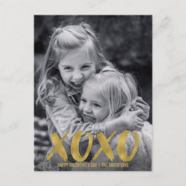 Brossé XOXO Gold Foil Valentine carte postale phot