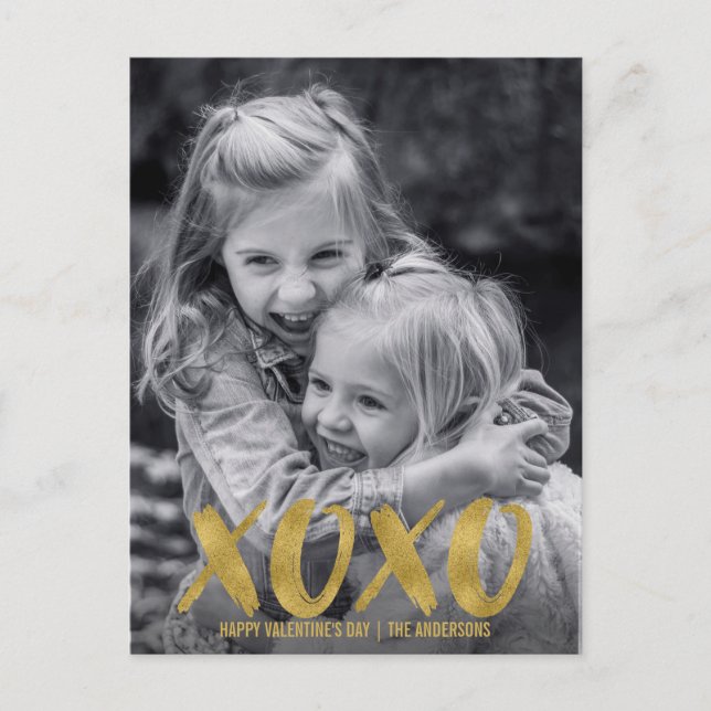 Brossé XOXO Gold Foil Valentine carte postale phot (Devant)