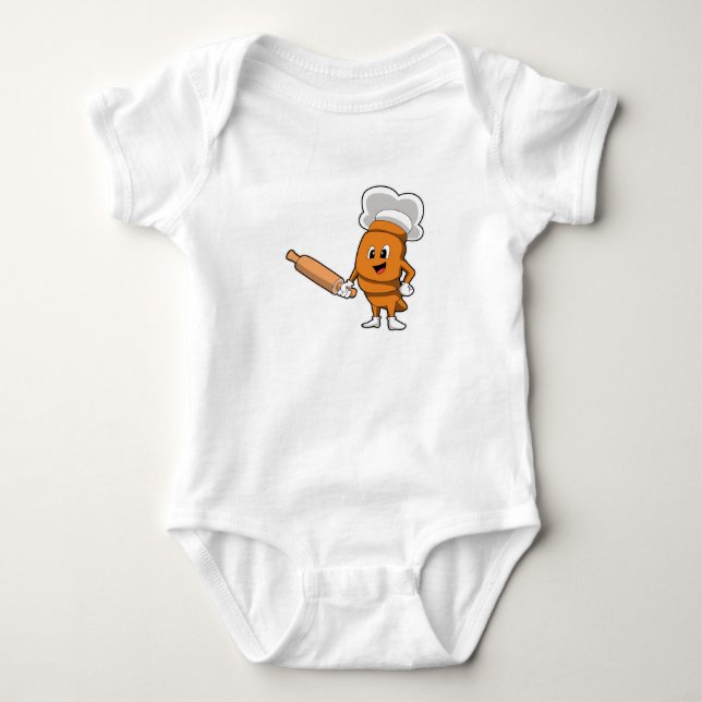 Brot als Koch mit rollendem Button Baby Strampler (Vorderseite)