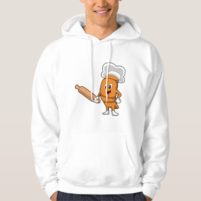 Brot als Koch mit rollendem Button Hoodie (Vorderseite)