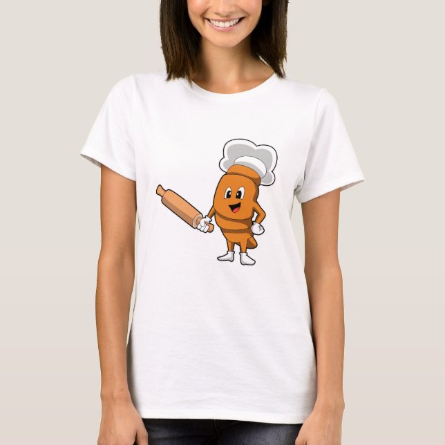 Brot als Koch mit rollendem Button T-Shirt (Vorderseite)