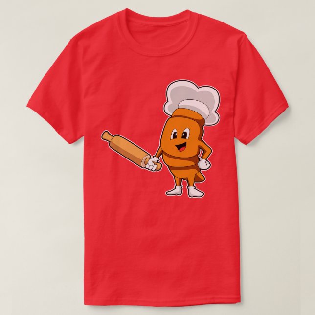 Brot als Koch mit rollendem Button T-Shirt (Design vorne)