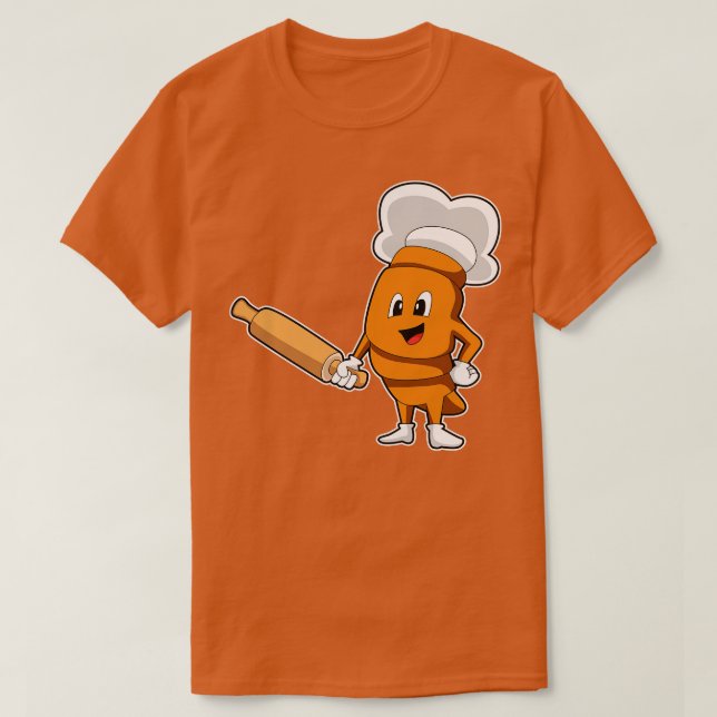 Brot als Koch mit rollendem Button T-Shirt (Design vorne)