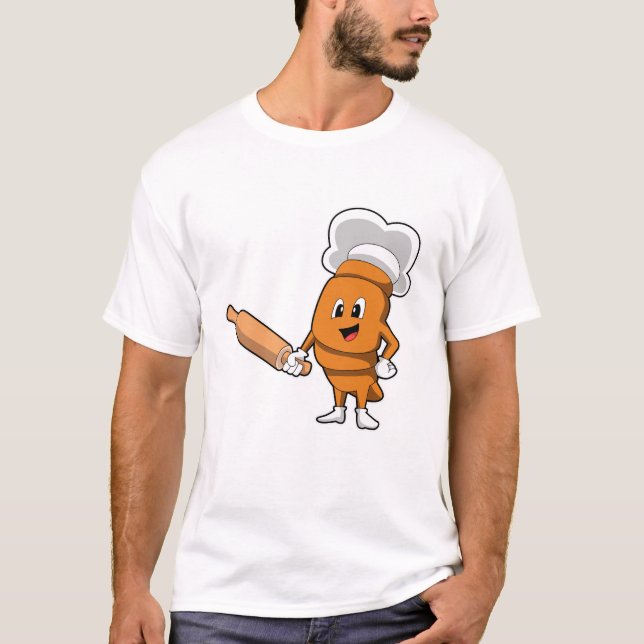 Brot als Koch mit rollendem Button T-Shirt (Vorderseite)