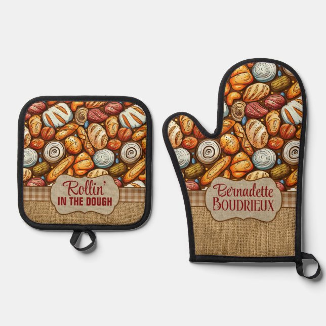 Brot Backen Ofenhandschuh & Topflappen-Set (Vorderseite)