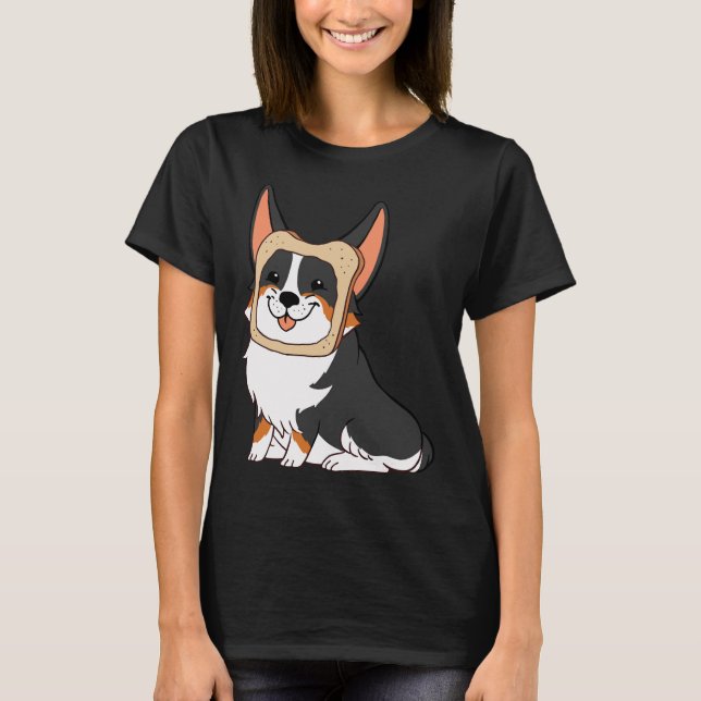 Brot Corgi Black T-Shirt (Vorderseite)
