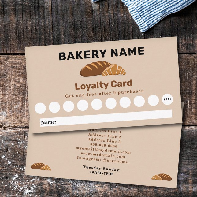 Brot & Croissant - Bakery Loyalty Card Visitenkarte (Bread & Croissant - Bakery Loyalty Card)