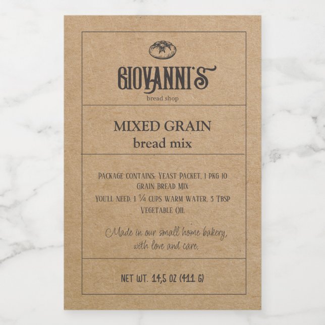 Brot Etikett Brown Kraft Papierbäckerei (Einzelnes Label)