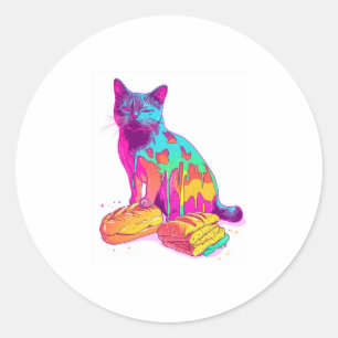 Brot Meowphosis - Glitchy Funny Cat Meme Runder Aufkleber
