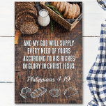 Brot | Philippinen 4:19 Bibelverse 8 x 10 oder höh<br><div class="desc">Dies ist eine flexiblere Version des Puzzles... Dieses wunderschöne Puzzle zeigt den inspirierend Vers der Philippiner um 4.19 Uhr: "Und mein Gott wird alle Bedürfnisse von dir gemäß seinen Reichtümern in Christus Jesus befriedigen." Der Vers ist Set vor dem Hintergrund einer verführerischen Reihe von köstlichen Brot auf einem Tisch, erinnert...</div>