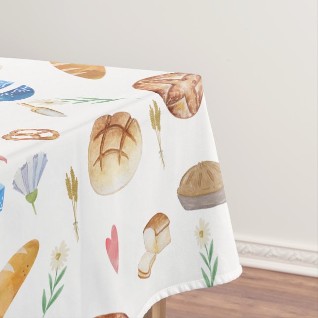 Brot | Pies | Bäckerei Wasserfarbmuster Tischdecke (Beispiel)
