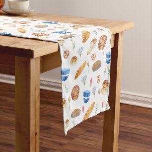 Brot   Pies   Bakery Watercolor Muster Tableclot Kurzer Tischläufer