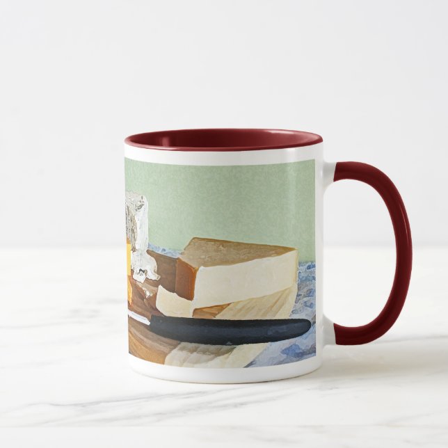 Brot-Trauben-Cheddarkäse-und Tasse (Rechts)