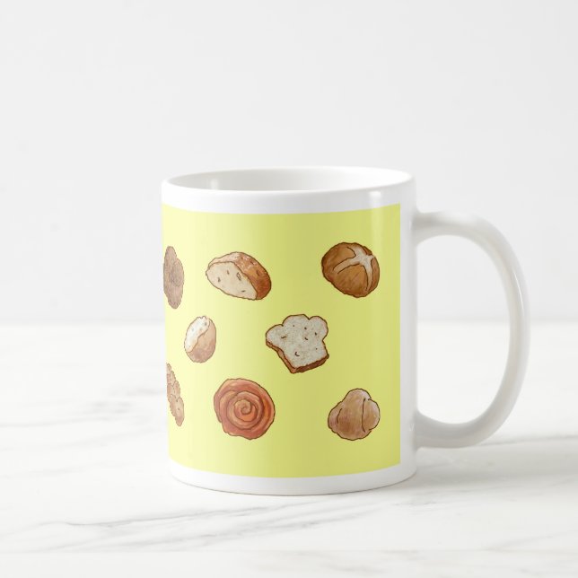 Brot- u. Gebäckmuster-Tasse - Gelb Kaffeetasse (Rechts)