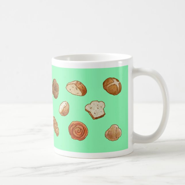 Brot- u. Gebäckmuster-Tasse - Grün Kaffeetasse (Rechts)