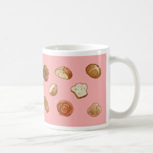 Brot- u. Gebäckmuster-Tasse - Rosa Kaffeetasse
