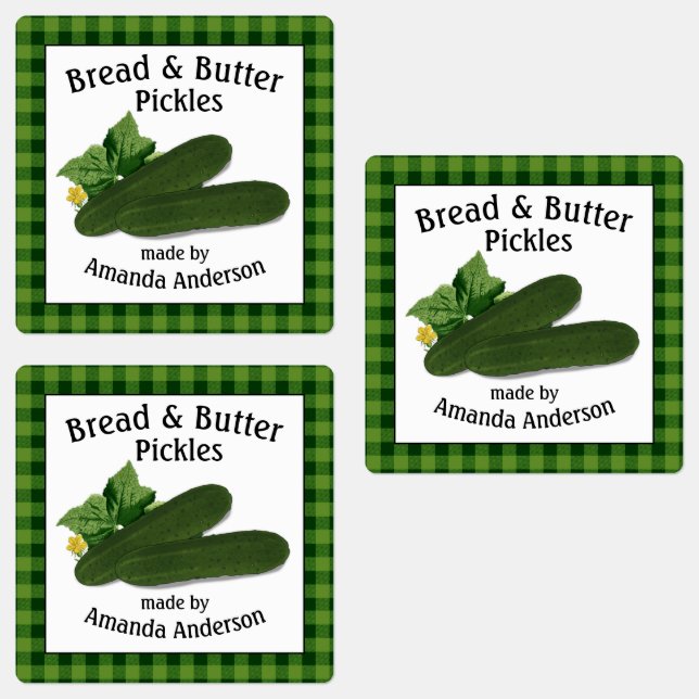Brot- und Butterflecken Kariert S-Lebensmitteletik Etiketten (Gruppe)