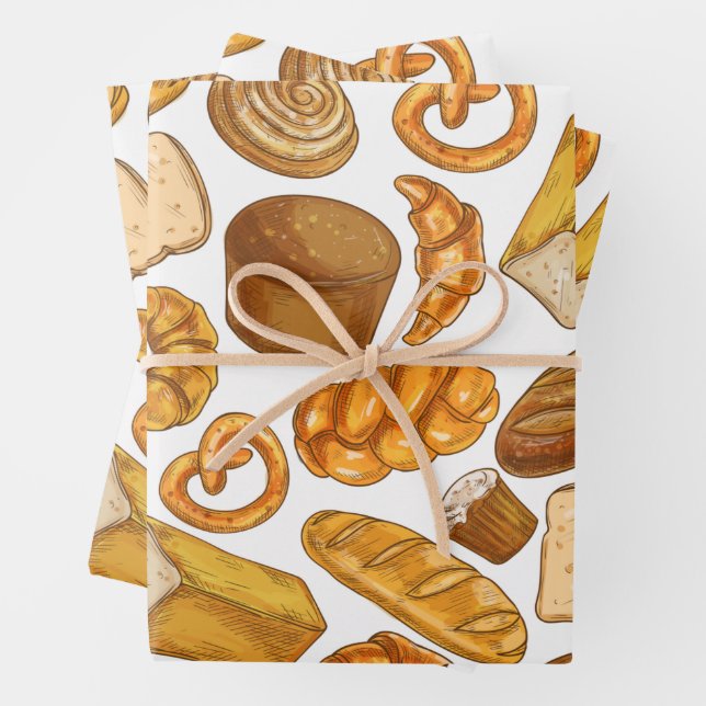 Brotbacken und Bäckerei gepolstertes Muster  Geschenkpapier Set (Beispiel)