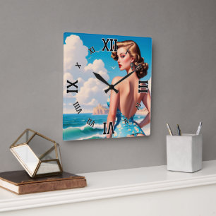 Brötchen brauchen auch Sonne AI-Konzeptkunst von X Quadratische Wanduhr