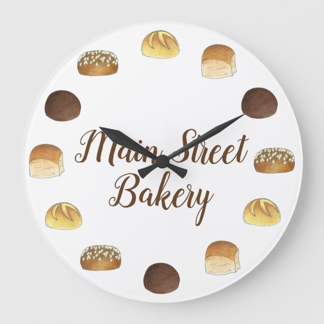 Brötchen Brötchen Bäckerei Bäckerei Koch Feinschme Große Wanduhr (Vorderseite)
