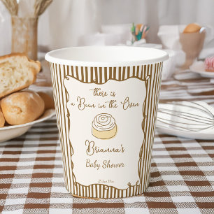 Brötchen im Ofen Backen Baby Shower monogrammiert Pappbecher
