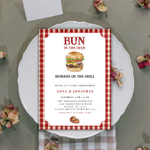 Brötchen Im Ofen Burger Paar BBQ Baby Shower Einladung