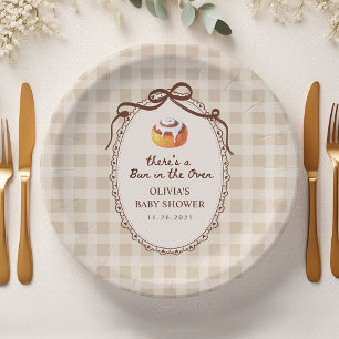 Brötchen im Ofen Gingham-Bäckerei-Baby-Party Pappteller