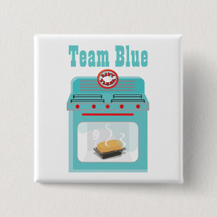 Brötchen im Ofen Team Blau Baby Shower Anstecker Button