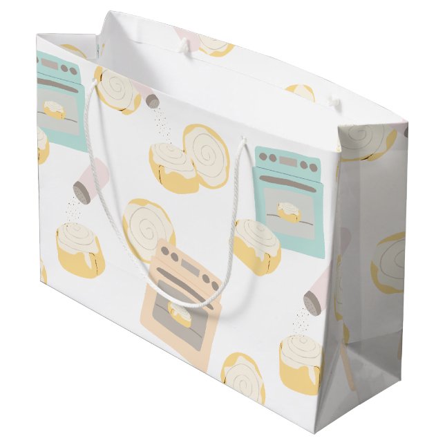 Brötchen in der Ovens Baby-Dusche Große Geschenktüte (Rückseite Schrägansicht)