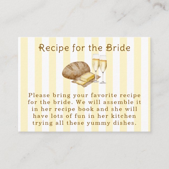Brötchen und Butter Themed Bride Recipe Brautparty Begleitkarte (Vorderseite)