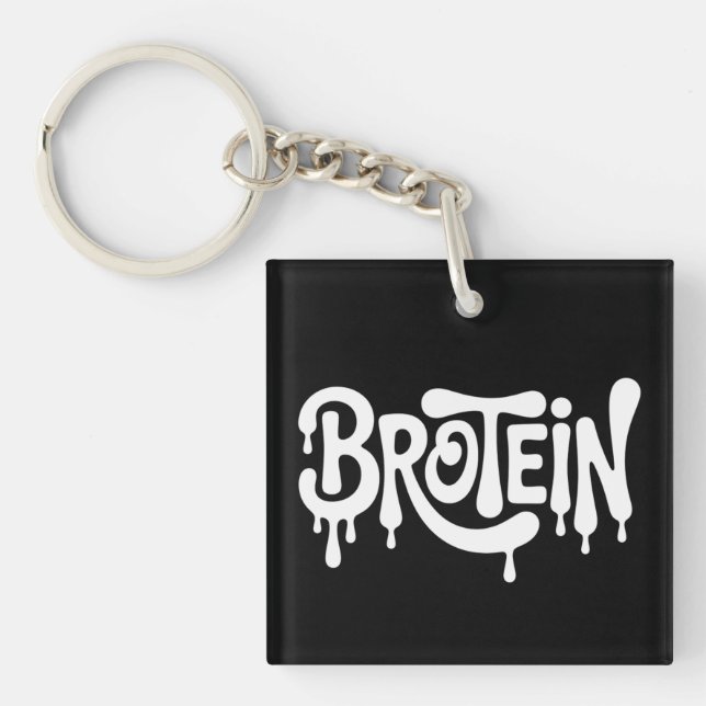 Brotein Protein Funny Bro Gym LGBTQ Gay Pride Alli Schlüsselanhänger (Vorderseite)