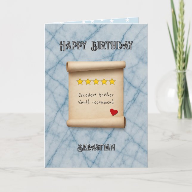 Brother 5 star review blue birthday karte (Vorderseite)
