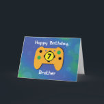 Brother 7 Year Old Birthday Gamer Controller Karte<br><div class="desc">Mit dieser niedlichen und lustigen Karte können Sie glückliche 7. Geburtstagsgrüße an einen lieben Bruder schicken,  der Lieben zum Videospielen hat. Das Cover verfügt über einen gelben Game Controller.</div>