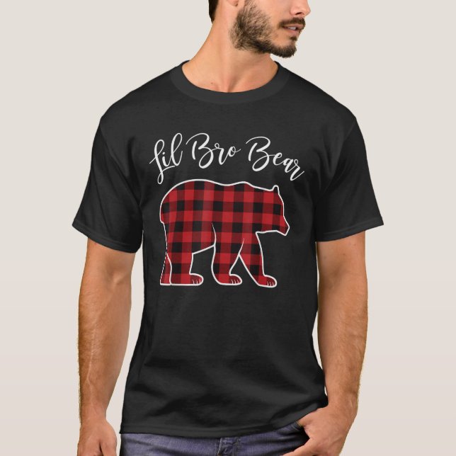 Brother Bear Pajama Red Buffalo Xmas Familie Funny T-Shirt (Vorderseite)