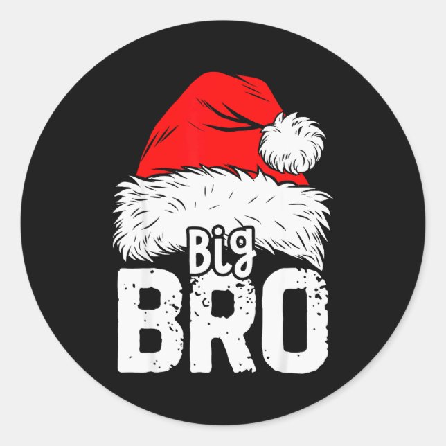Brother Big Santa Christmas Family Matching Pyjama Runder Aufkleber (Vorderseite)