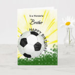 Brother Birthday Soccer Card Karte<br><div class="desc">Gib deinem fußballliebsten Bruder eine Fußballkarte mit einem explosiven Fußballthema! Ein Fußball mit den Worten "Für einen wunderbaren Bruder".</div>
