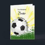 Brother Birthday Soccer Card Karte<br><div class="desc">Gib deinem fußballliebsten Bruder eine Fußballkarte mit einem explosiven Fußballthema! Ein Fußball mit den Worten "Für einen wunderbaren Bruder".</div>