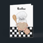Brother Birthday Whimsical Gnome Baker Backen Karte<br><div class="desc">Die Karte zeichnet sich durch einen skurrilen Gnome-Charakter aus, der in einem Bäckerhut und einer Schürze verziert ist und eine spielerische und festliche Atmosphäre schafft. Dieses skurrile Design erfasst das Wesen von Feiern, Glück und Spaß. Die Gnome mit ihrem skurrilen Ausdruck fügt dem kulinarischen Thema eine Touch der Magie hinzu...</div>