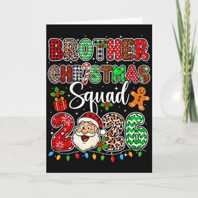 Brother Christmas Crew 2026 Leopard Funny Santa Fa Karte (Vorderseite)