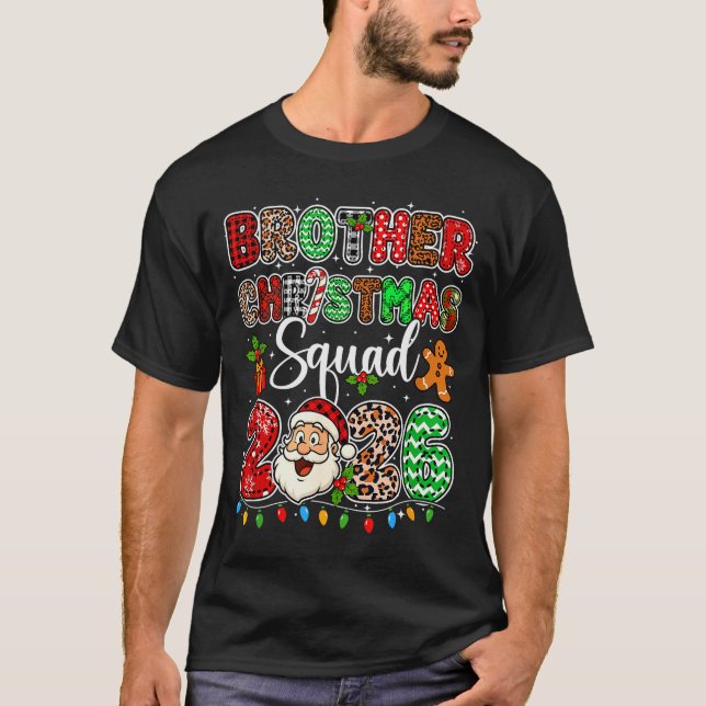 Brother Christmas Crew 2026 Leopard Funny Santa Fa T-Shirt (Vorderseite)
