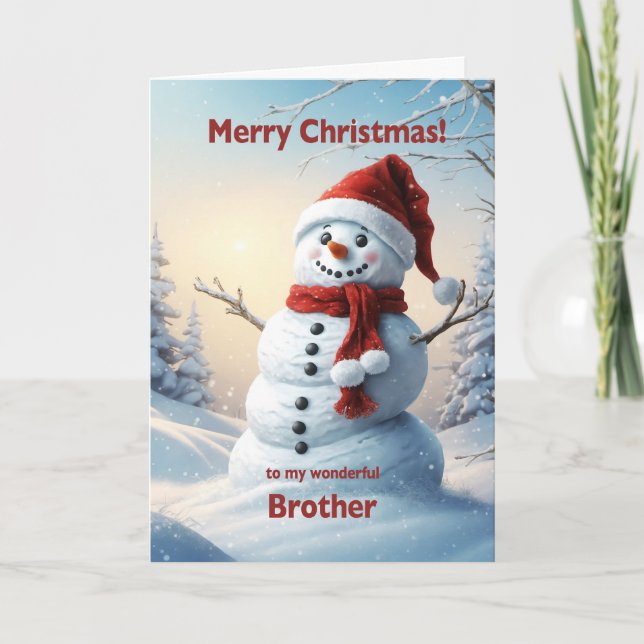 Brother Christmas Snowman Feiertagskarte (Vorderseite)