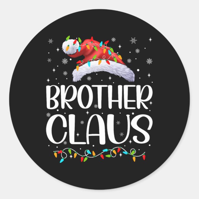 Brother Claus Xmas Lights Christmas Pajama Matchin Runder Aufkleber (Vorderseite)