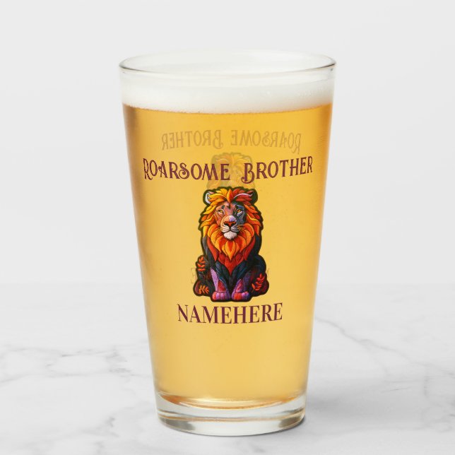 Brother Cool Lion Imitate bestickt 049 Glas (Vorne (Gefüllt))