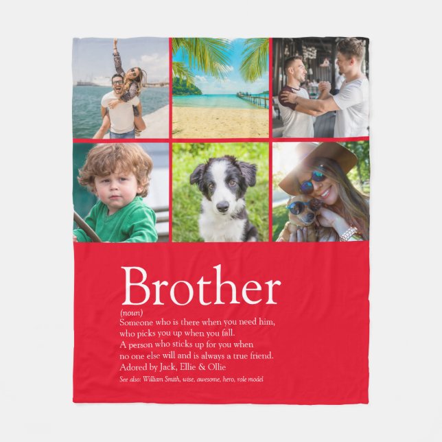Brother Definition Cool Fun Foto Collage Red Fleecedecke (Vorderseite)
